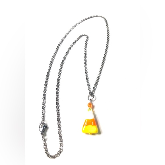 Handmade Candy Corn Pendant Women Halloween Fall Thanksgiving Party Gift - Picture 5 of 6